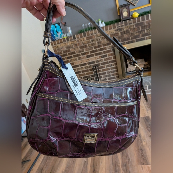 Dooney & Bourke Collins Hobo Croc Embossed Leather – Plum NWT - Picture 7 of 14